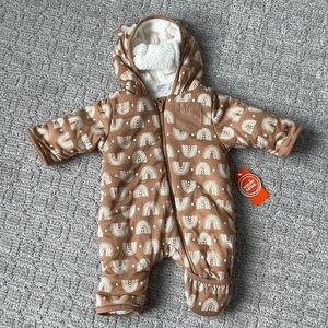 NEW wonder nation baby soft snowsuit tan neutral rainbows 0-3 months